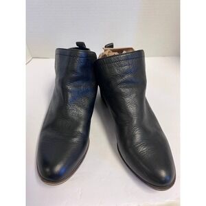 Lucky Brand Black Leather Cutout Ankle Boots Women's Size 8.5/39 Medium Heel
